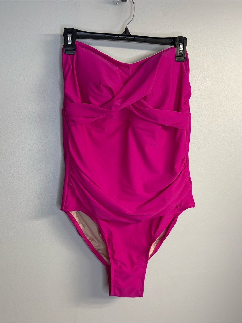Kona Sol Strapless Ruched One-Piece - Hot Pink